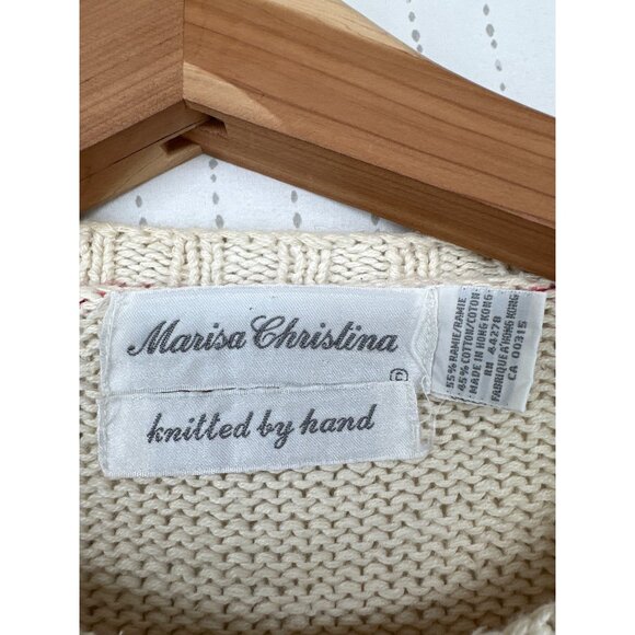 Marisa Christina Womens Hand-Knit Sweater Golf Vtg Argyle Cotton Blend Vtg RARE - Picture 4 of 12